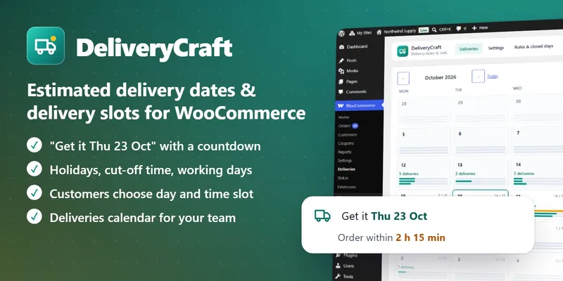 DeliveryCraft – WooCommerce Delivery Dates & Slots