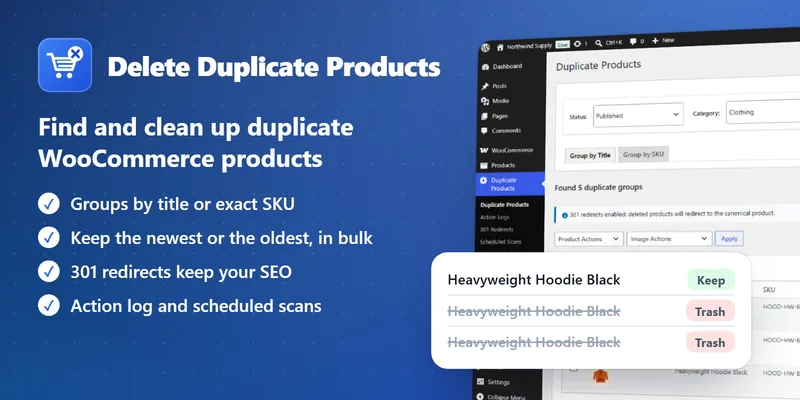 Delete Duplicate Products for WooCommerce