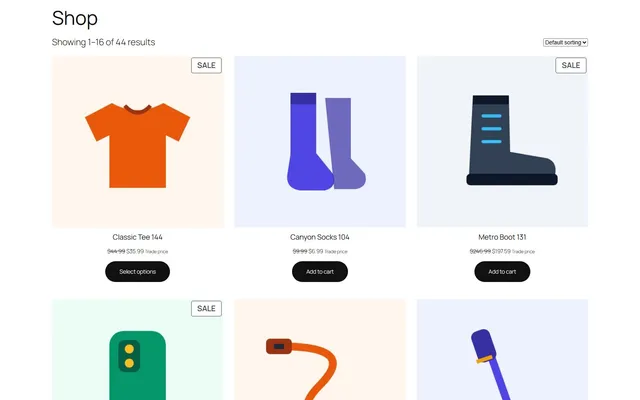 Trade prices in the shop