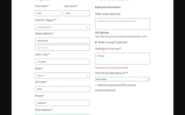 Classic checkout validation