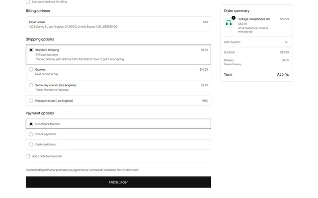 Rates in the block checkout