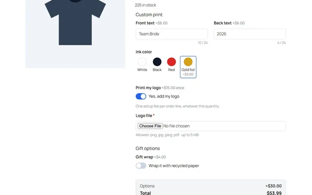 Custom print with logo upload