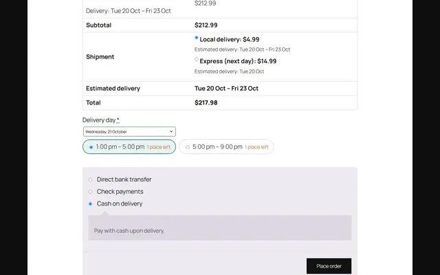 Classic checkout time slots