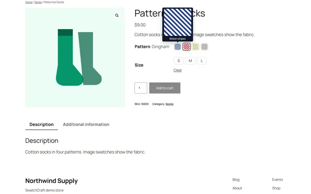 Image swatches tooltip