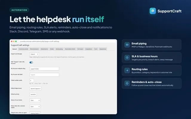 Automation email piping